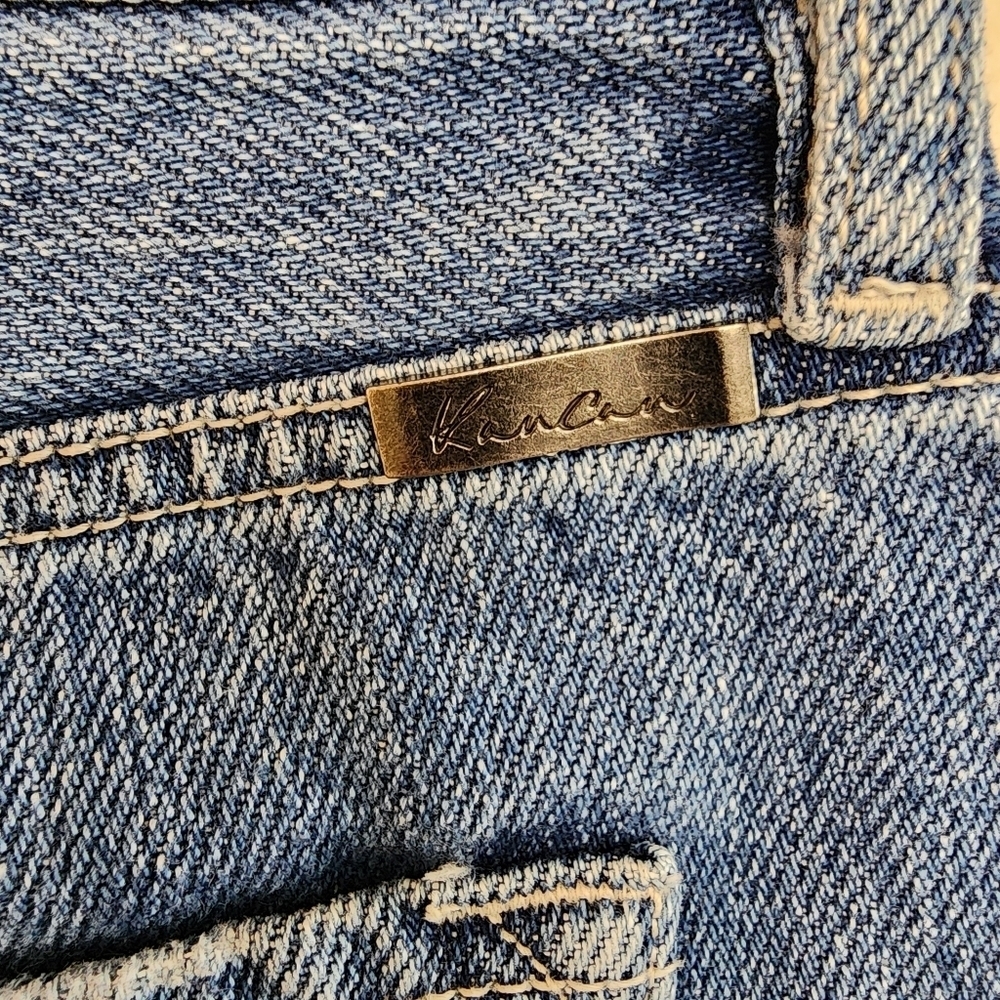 KanCan Blue Denim Jeans Women Size L distressing Button Fly Cotton High Rise - Picture 7 of 7